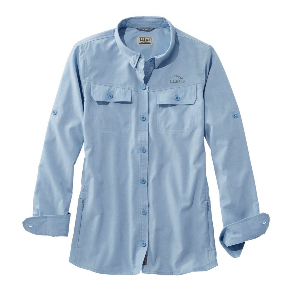 LL Bean No Fly Zone Long Sleeve Fishing Shirt Vented Outdoor Blue Size Large